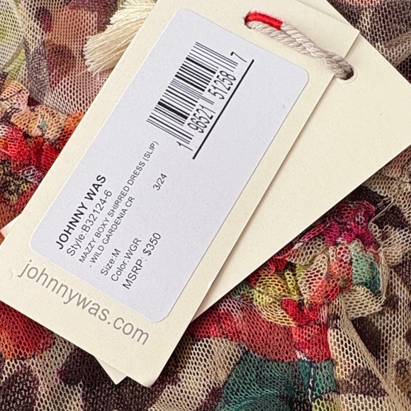 Johnny Was Mazzy Boxy shirred mesh slip maxi dress - Picture 6 of 7